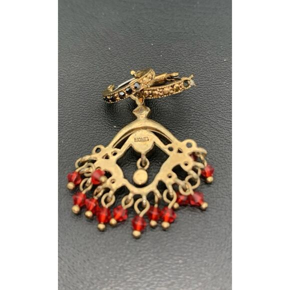 Vintage Monet 2 In 1 Chandelier Or Hoops Pierced Earrings - Picture 6 of 6